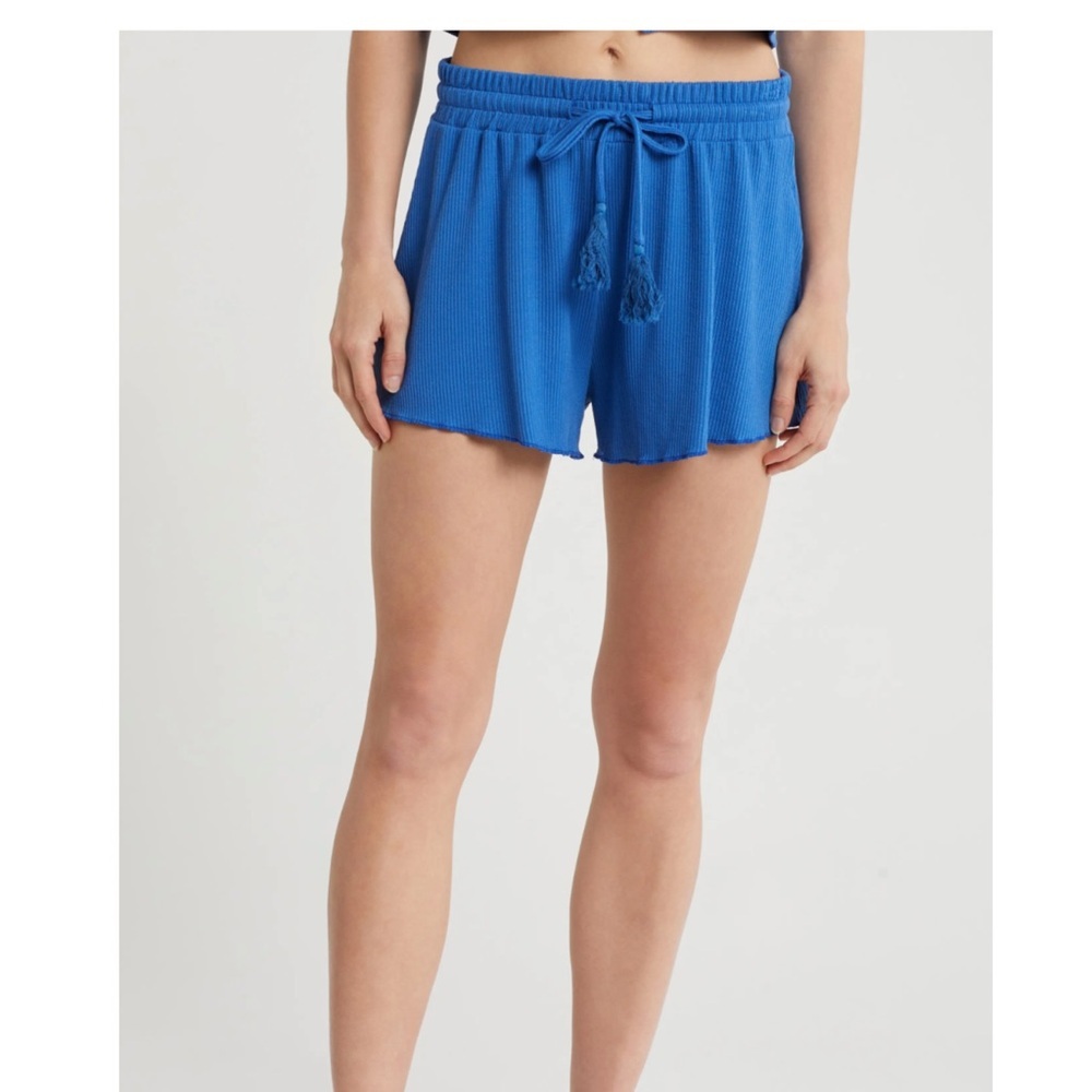 New Elan Blue Tassel Drawstring Shorts cover up be so size x small navy